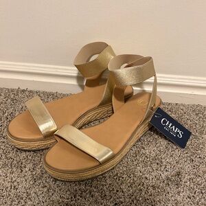 Chaps Metallic Gold Ankle-Strap Espadrille Sandals